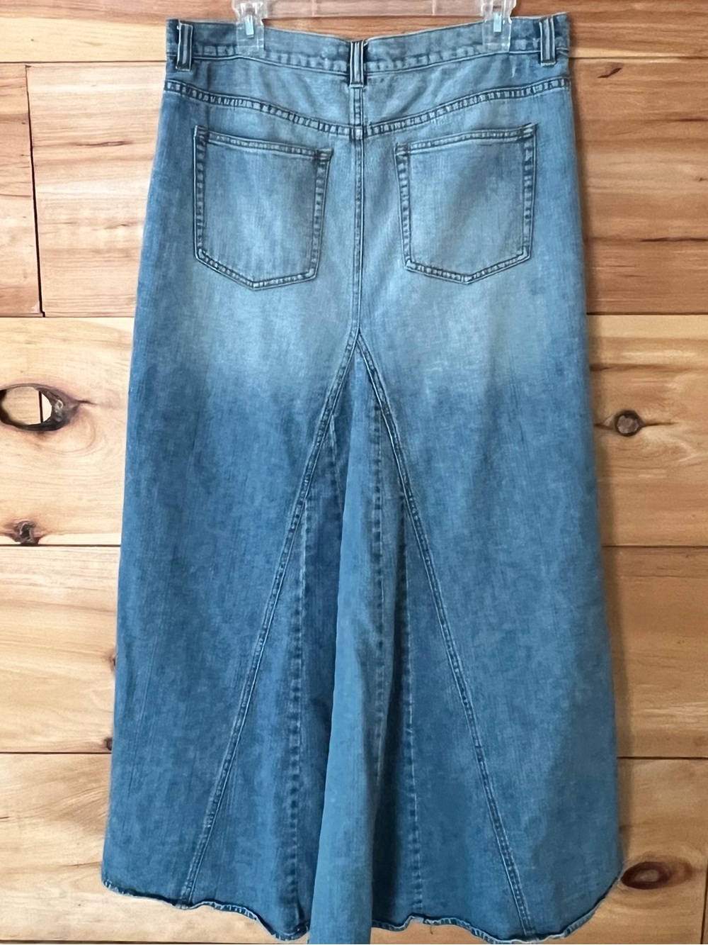 Ralph Lauren Jeans Co VTG Y2K 2-Tone Distressed Blue Denim Maxi Skirt Grunge - Picture 8 of 8